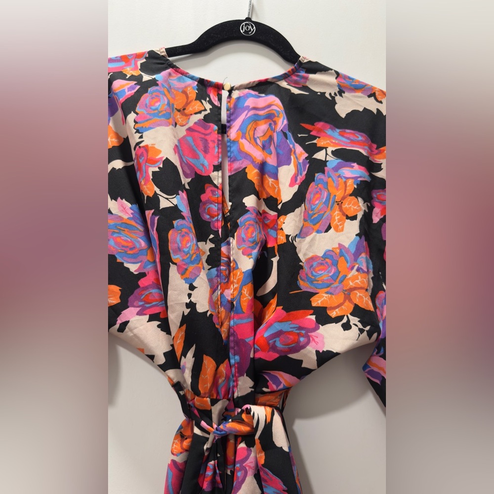 ♥️ Topshop Women’s Floral Wrap Maxi Dress - Multicolor vibrant long sleeve midi - Picture 5 of 6